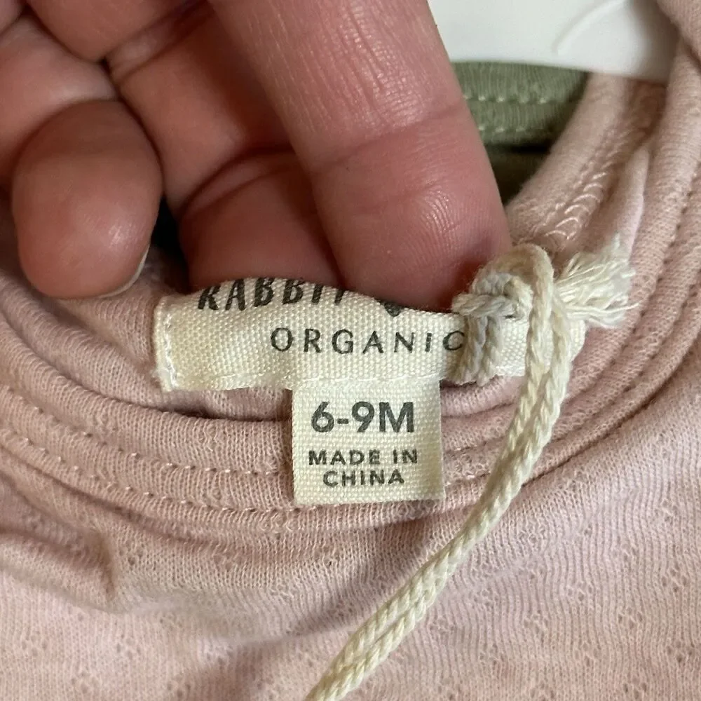 RABBIT+BEAR  Organic Cotton 6-9M Green Floral Pink One Piece Body Suit‎